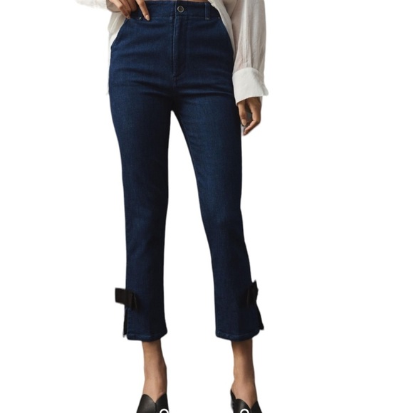 Anthropologie Maeve Cropped Ankle Bow Jeans Size 28 - Picture 3 of 9